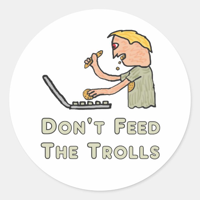 Pegatina Redonda No alimente a los trolls (Anverso)