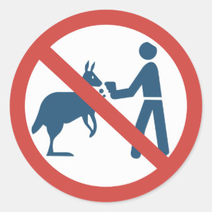 Pegatina Redonda No alimentes al Rótulo Kangaroos, Australia