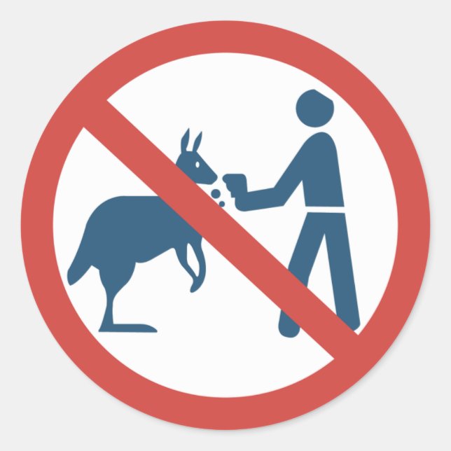 Pegatina Redonda No alimentes al Rótulo Kangaroos, Australia (Anverso)