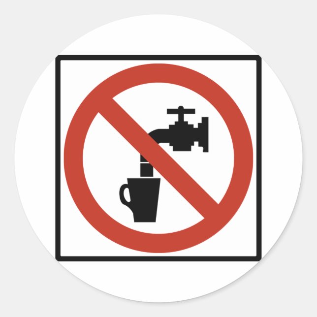 Pegatina Redonda No bebas el Rótulo de la autopista acuática (Anverso)