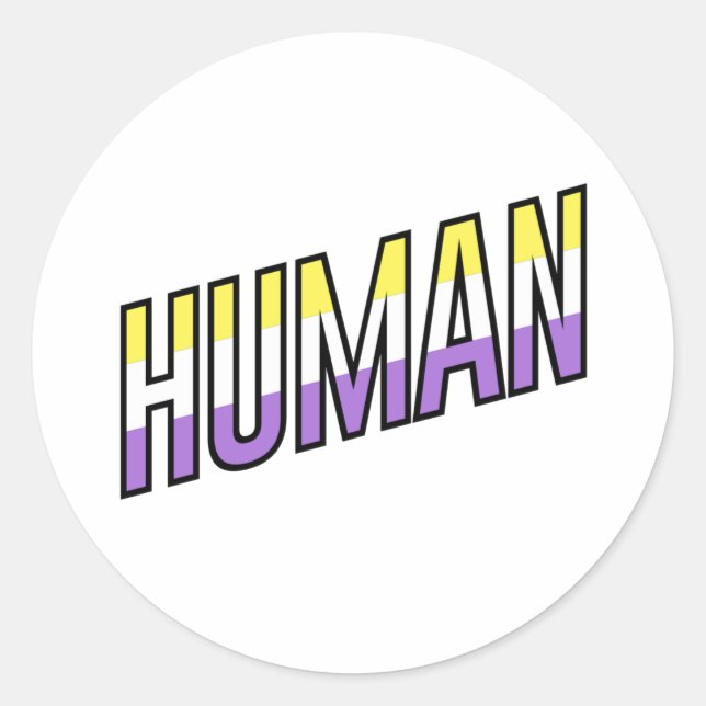 Pegatina Redonda No binario humano (Anverso)