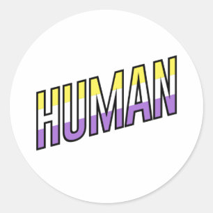 Pegatina Redonda No binario humano