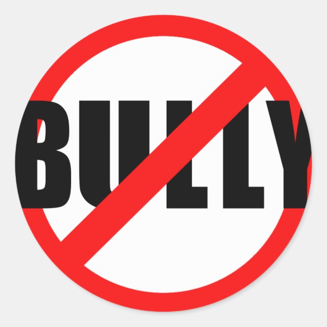 Pegatina Redonda No Bully Sin Camisetas, Sudores, Botones (Anverso)