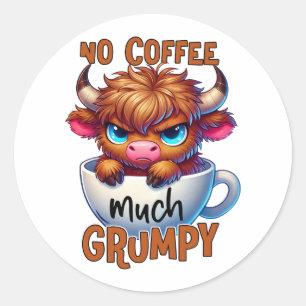 Pegatina Redonda No Café Mucho Malhumor 
