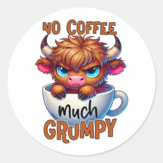 Pegatina Redonda No Café Mucho Malhumor 