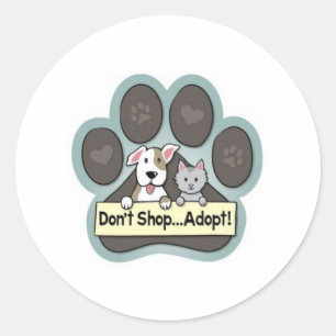 Pegatina Redonda No comprar adoptar gatito de cachorro de perro Mas