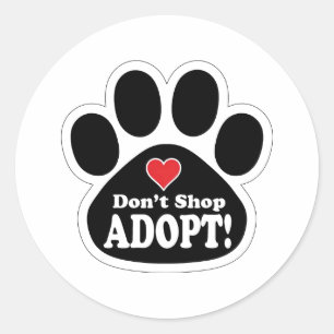 Pegatina Redonda No comprar adoptar un gatito de cachorro Mascota l