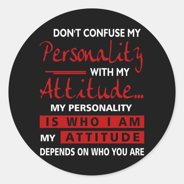 Pegatina Redonda No confundan mi personalidad con el sarcasmo de ac (Anverso)