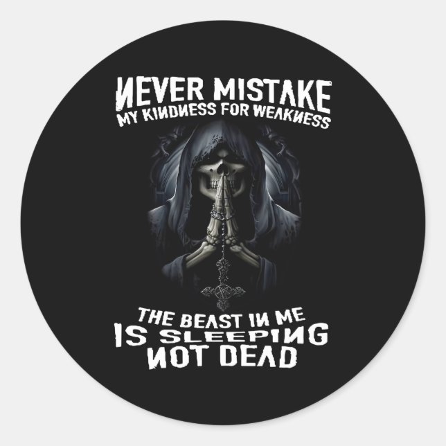 Pegatina Redonda No confundas mi amabilidad con la debilidad básica (Anverso)