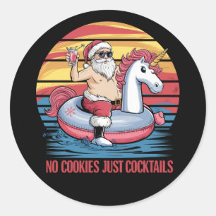 Pegatina Redonda No Cookies Cocktails Santa Navidades En Nochebuena