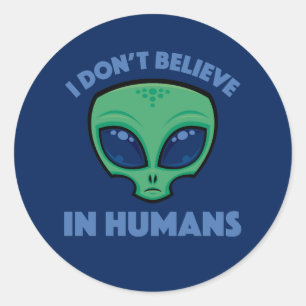 Pegatina Redonda No creo en el extranjero Personalizado humano