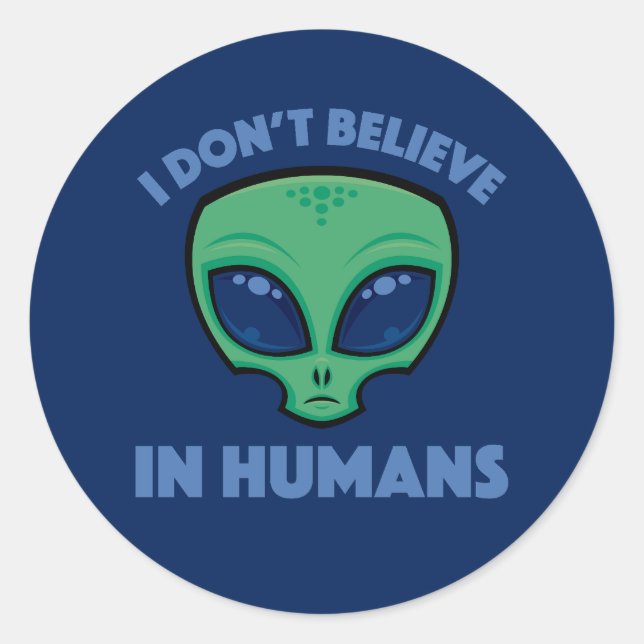 Pegatina Redonda No creo en el extranjero Personalizado humano (Anverso)