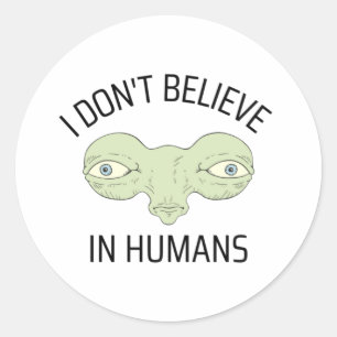 Pegatina Redonda No creo en los humanos