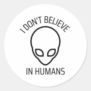 Pegatina Redonda No creo en los humanos