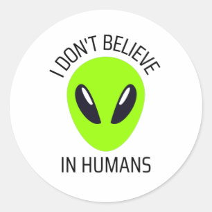 Pegatina Redonda No creo en los humanos