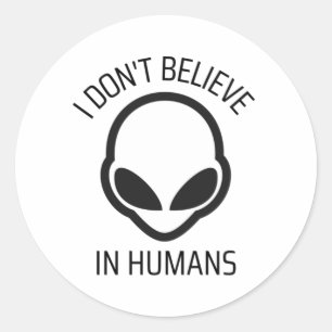 Pegatina Redonda No creo en los humanos