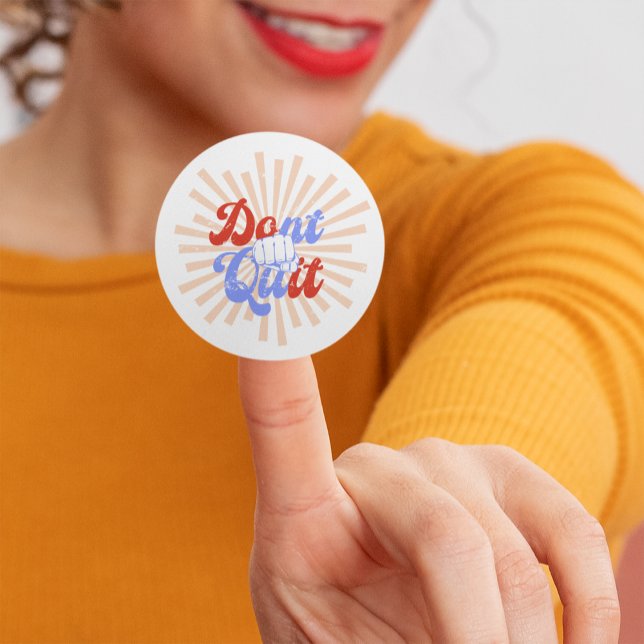 Pegatina Redonda No deje de hacerlo Naranja motivacional Retro púrp (Subido por el creador)