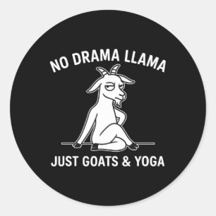 Pegatina Redonda No Drama Llama Solo Cabras Y Yoga Animal Divertido