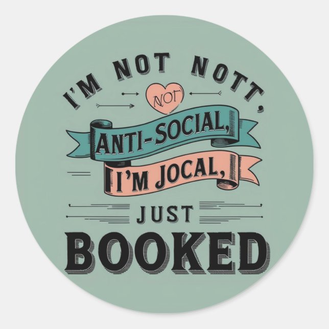 Pegatina Redonda No es antisocial (Anverso)