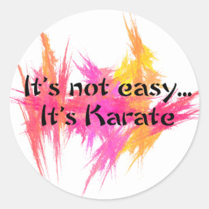 Pegatina Redonda No es fácil - Karate (rosa)