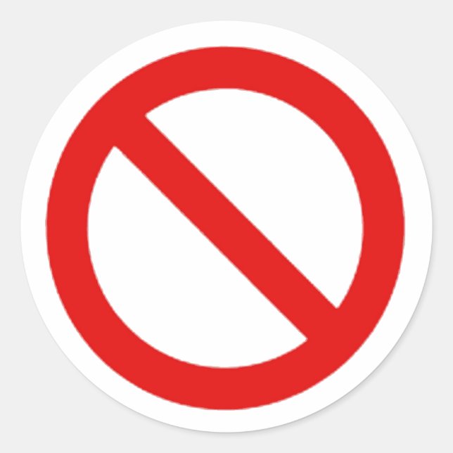 Pegatina Redonda No es símbolo internacional (Anverso)