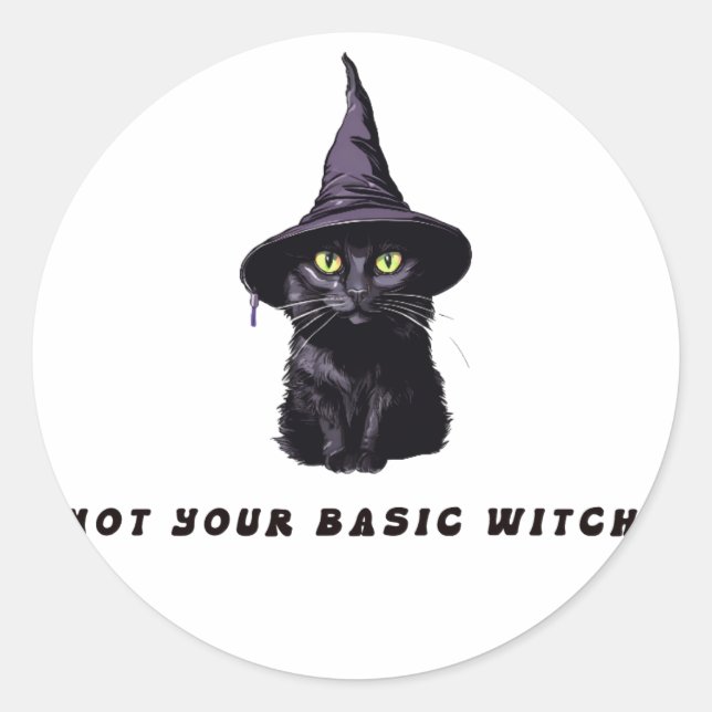 Pegatina Redonda No es tu bruja básica (Anverso)