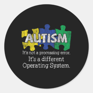 Pegatina Redonda No es un error de procesamiento el autismo de los 