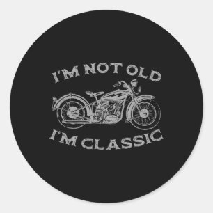 Pegatina Redonda No es viejo Im Clic Funny Motocicleta Gráfica Homb
