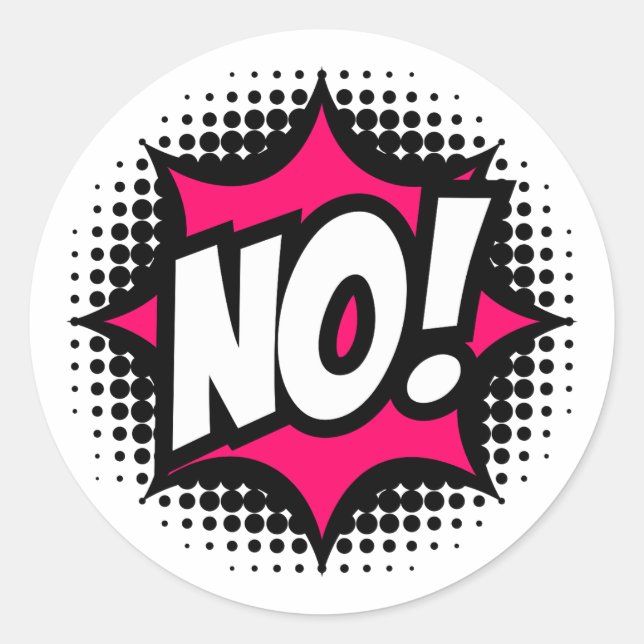 Pegatina Redonda ¡NO! Estilo de cómic (Anverso)