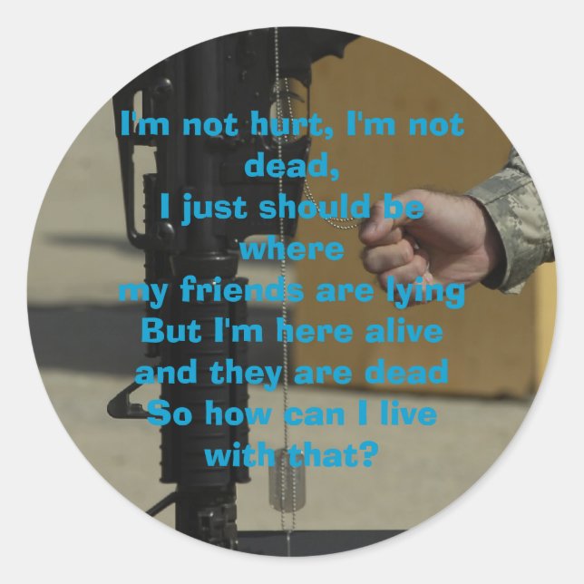 Pegatina Redonda No estoy herido, no estoy muerto, solo... (Anverso)