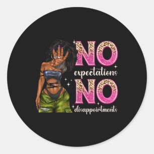 Pegatina Redonda No Expectativas No Desilusiones Afro Mujer Negra