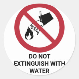 Pegatina Redonda No Extinguir Con Agua, Rótulo De Prohibición