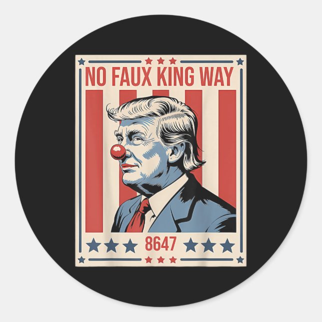Pegatina Redonda No Faux King Way 86 47  (Anverso)