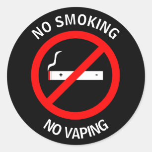 PEGATINA REDONDA NO FUMAR NI RÓTULO VAPOR
