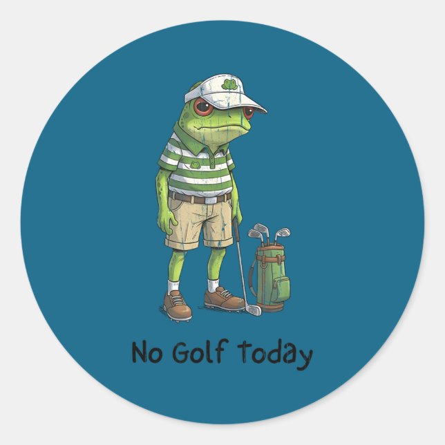 Pegatina Redonda No golf today, funny golfing, golf player  (Anverso)