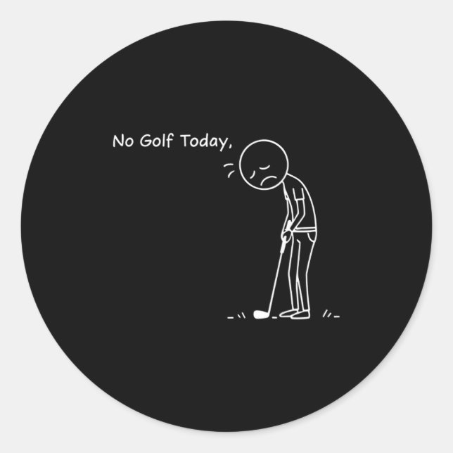 Pegatina Redonda No Golf Today Minimalist Golf Funny Stickman Golfe (Anverso)