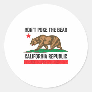 Pegatina Redonda No golpeen a la república de Bear California