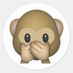 Pegatina Redonda No hablar mal mono - Emoji