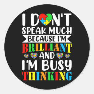 Pegatina Redonda No hablo mucho autismo de niñito niño Chica