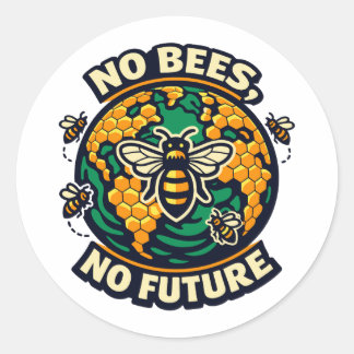 Pegatina Redonda No Hay Abejas No Hay Futuro Conservación de Abejas