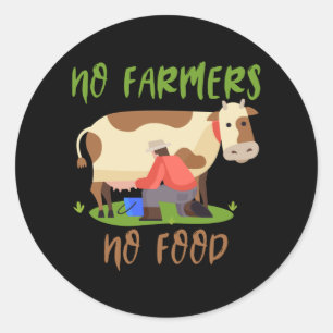 Pegatina Redonda No hay alimentos para los agricultores