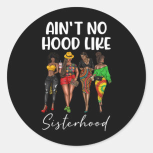 Pegatina Redonda No hay barrio como la hermandad Chicas negras afro