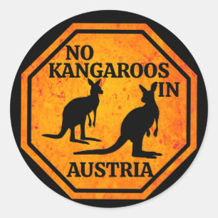 Pegatina Redonda No hay canguros en el canguro austriaco