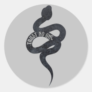 Pegatina Redonda No hay confianza en la serpiente serpiente