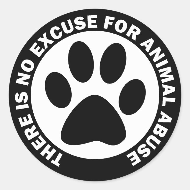 Pegatina Redonda No Hay Excusa Para El Abuso Animal (Anverso)