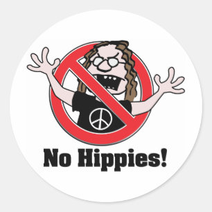 Pegatina Redonda ¡No hay hippies!