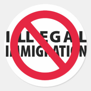 Pegatina Redonda No hay inmigración ilegal