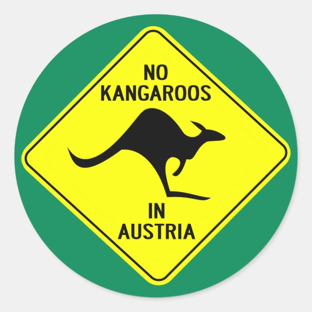 Pegatina Redonda No Hay Kangaroos En Austria (Anverso)