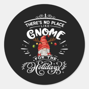 Pegatina Redonda No Hay Lugar Como Gnome Para Las Vacaciones