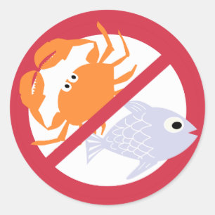 Pegatina Redonda No hay ningún símbolo de peces o peces de concha A